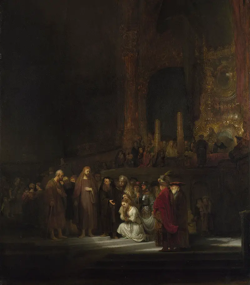 Woman Taken in Adultery in Detail Rembrandt